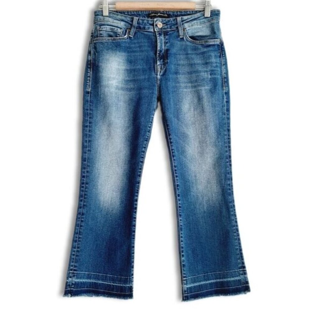 MAVI \ Raw Hem Crop Faded & Distressed Blue Jeans Sz 26